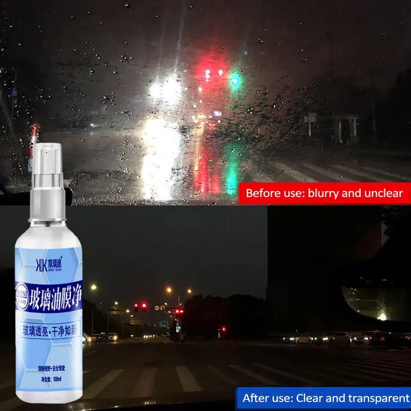 

100ml Glass Oil Film Remover Windshield Glass Cleaner Car Long Lasting Window Glass Cleaner Agent For Water Spots Waxes Oils