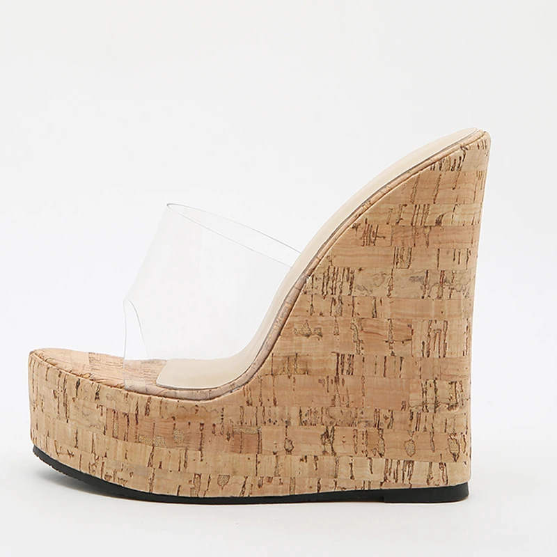 

Women's High Heels Roman Style Transparent Platform Slope Heel Sandals Thick Soled Large