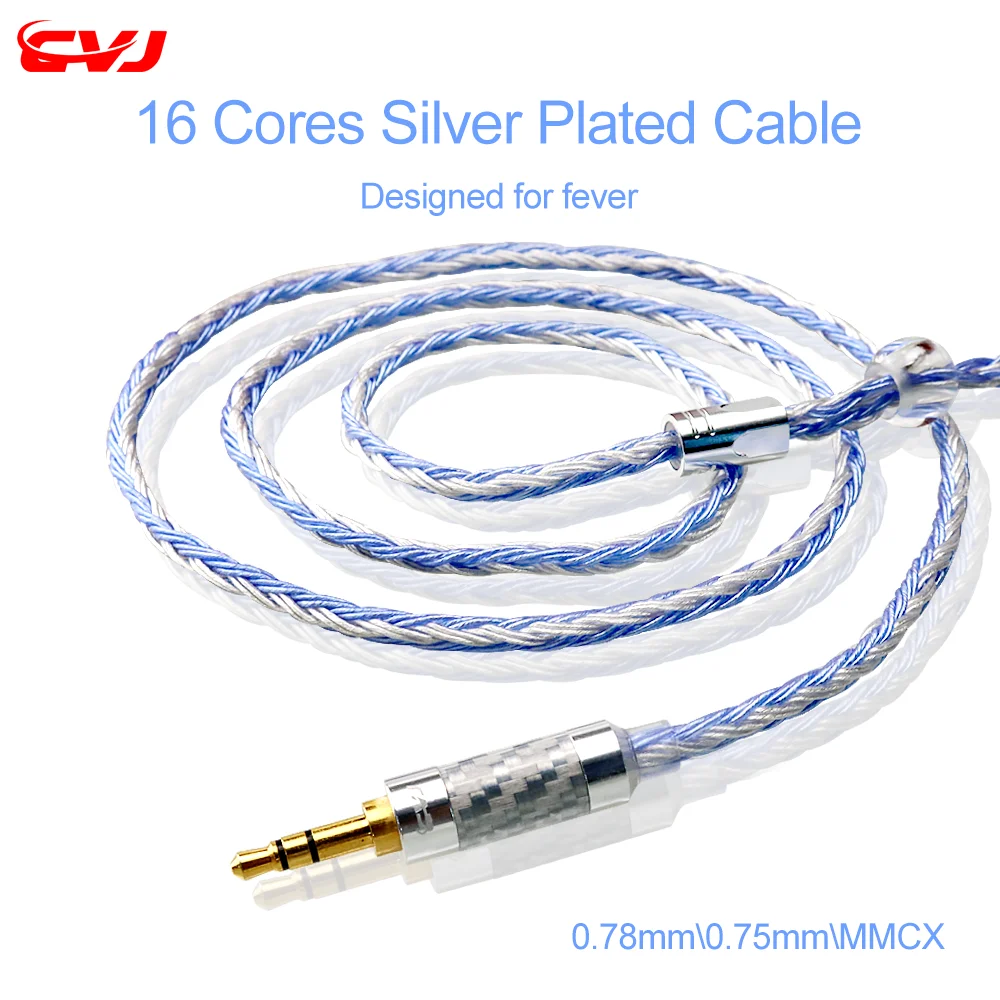 

CVJ V3 Upgrade Earphone Cable 16 Core Silver Plated HIFI Wire With 0.75/0.78/MMCX Connector For TRN KZ Headphone Accessories