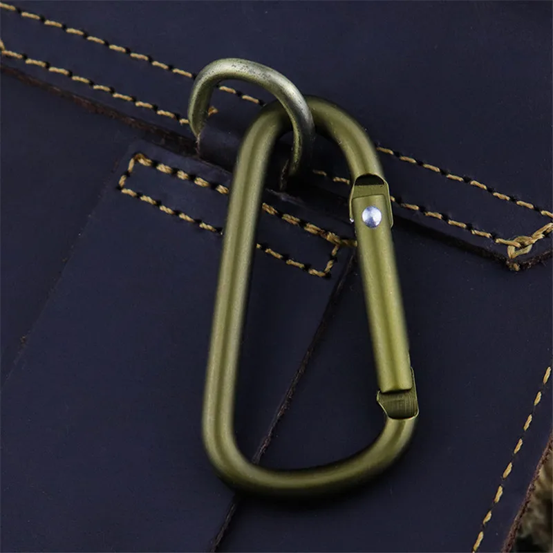 Simple fashion genuine leather men's buckle phone waist packs high quality natural crazy horse cowhide thin small storage bag