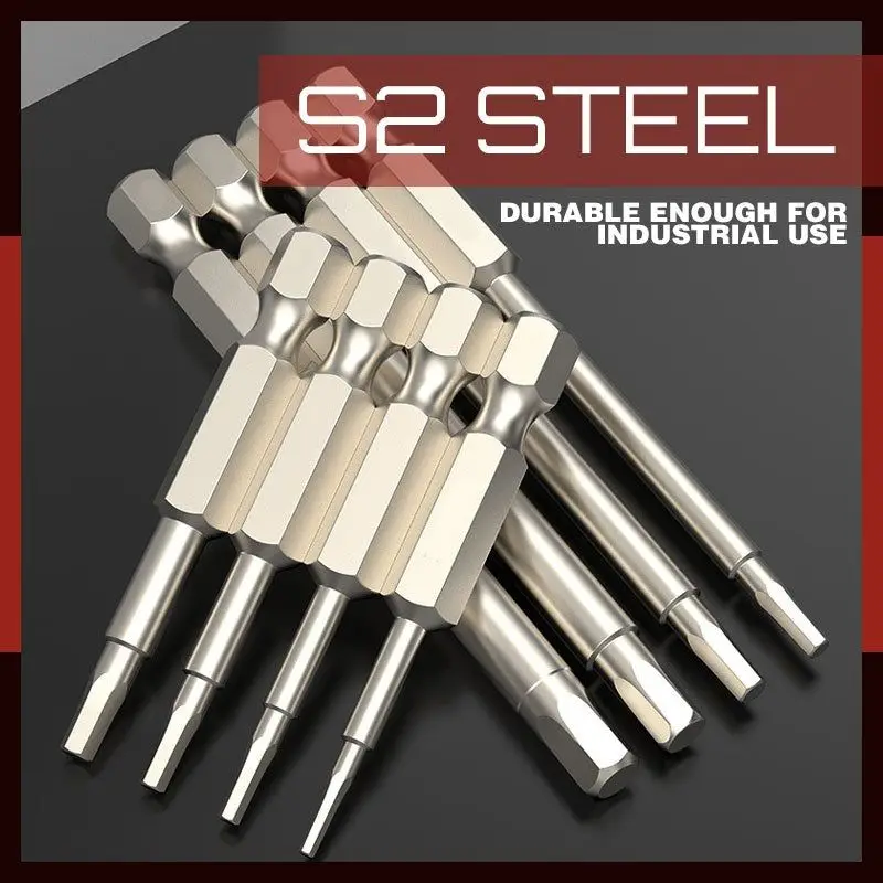 

S2 Steel Magnetic Hexagonal Drill Bit Set 8PCS Hexagonal Shank Screwdriver Bit 50mm Long Diameter H1.5-H8 Dropshipping
