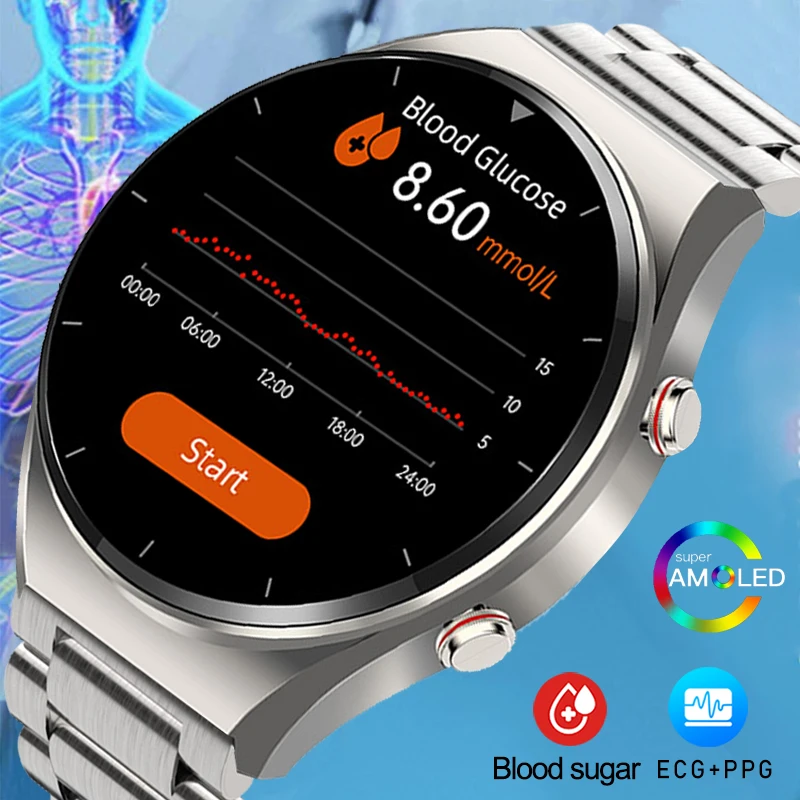 

2023 New ECG+PPG Noninvasive Blood Sugar HRV Smart Watch Heart Rate Blood Oxygen Health Smartwatch Women Waterproof Sports Watch