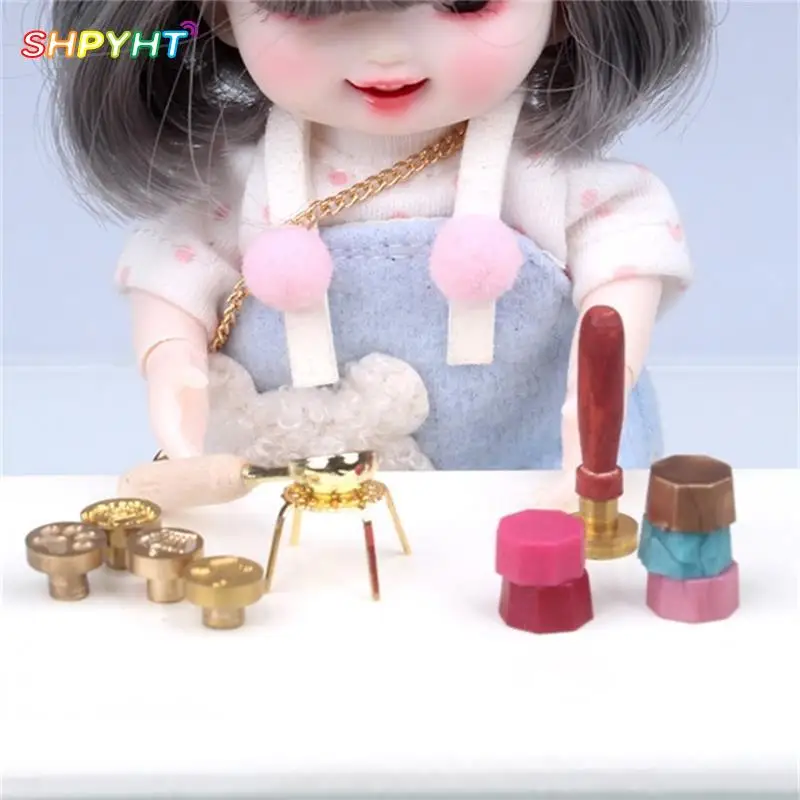 

1 Набор 1:12 миниатюрный восковой инструмент для кукольного домика Лаковая Ложка Ручка восковые гранулы w/коробка Модель Детская ролевая игрушка