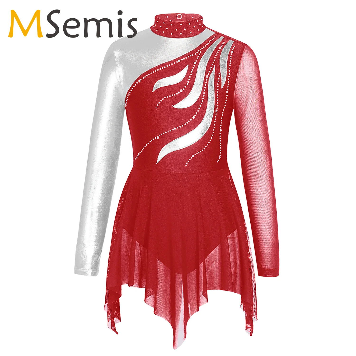 

Shiny Rhinestone Ballet Dance Wear Figure Ice Skating Dress Child Girls Gymnastics Leotard Ballroom Lyrical Performance Clothing