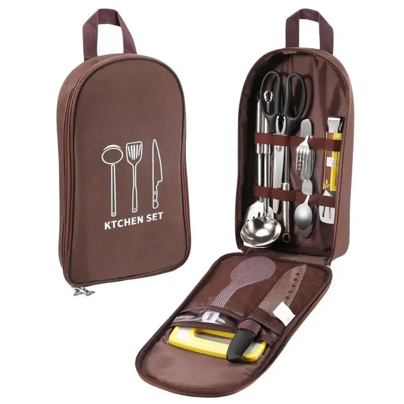 

Camping Equipment Storage Bag Cooking Utensils Organizer Travel Bag Portable Cookware Organizer Multifunctional Kitchenware