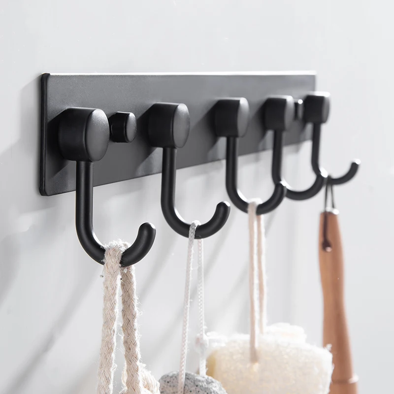 

Towel Hooks Wall Mounted Robe Hooks Aluminum Alloy Towel Holder Bathroom hook New Arrival Black/White 4-6 Hooks