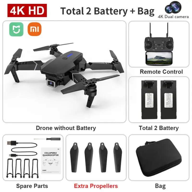 Квадрокоптер Xiaomi E88 E525, 2,4 ГГц, FPV, HD 4K 1080P, двойная камера