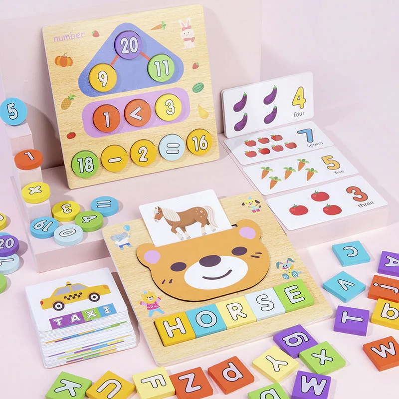 

Деревянная игрушка Монтессори, когнитивные цифровые буквы, карты для дошкольного обучения, Игрушки для раннего развития, подарки для детей