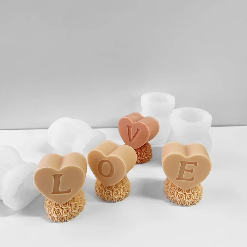 

3D роза Сердце Любовь силиконовая фотоформа для торта, создание фотографий мыла, Свадебный декор