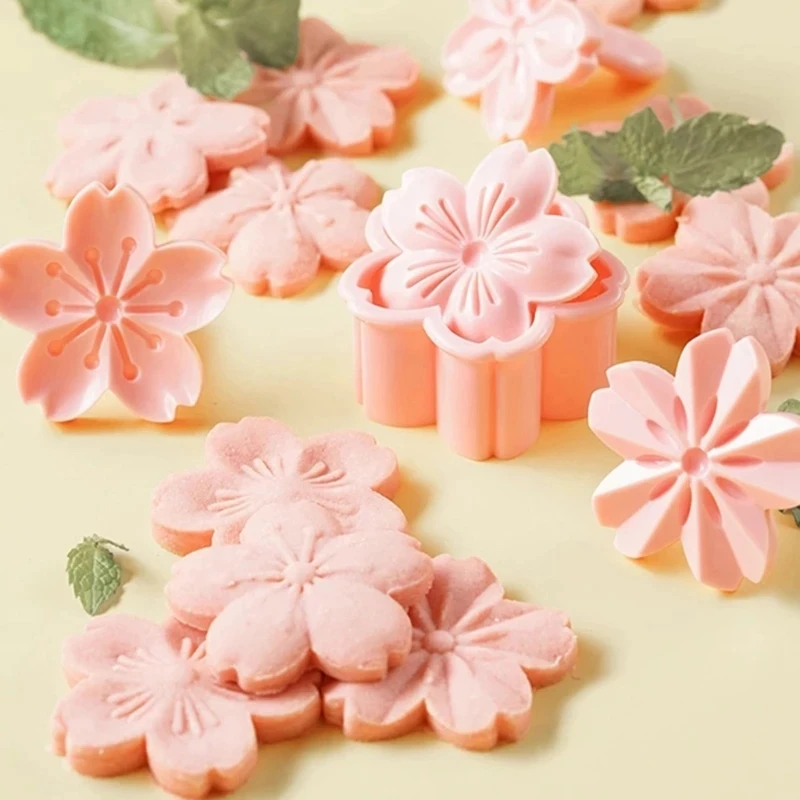 

5pcs/set Sakura Flower Cookie Mold Stamp Biscuit Cutter Cherry Blossom DIY Fondant Cake Decor Floral Mould Kitchen Baking Tools