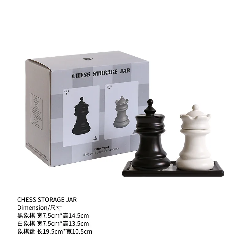 Nordic Chess Toothholder Original Jar Storage Ornament Photography Ceramic Figurine Floss Storage Jar Home Decoration Craft Gift