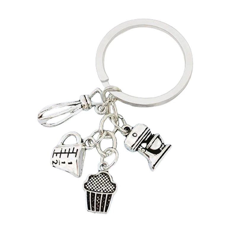 Новый брелок для готовки кольцо ключей ужина книга нож и вилка венчик блендер