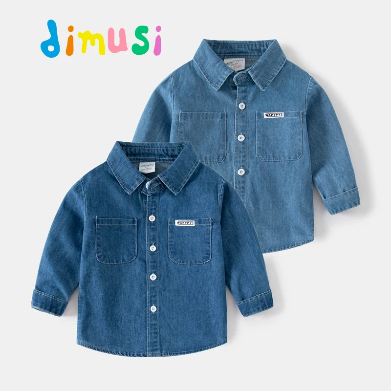 

DIMUSI Autumn Children Denim Trench Coats Boys Outerwear Casual Windbreaker Jacket Fashion Hip Hop Kids Jean Shirts Clothing 8Y