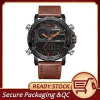 dropshipping luxury sports watches brand men leather mens quartz led digital clock waterproof military wrist watch