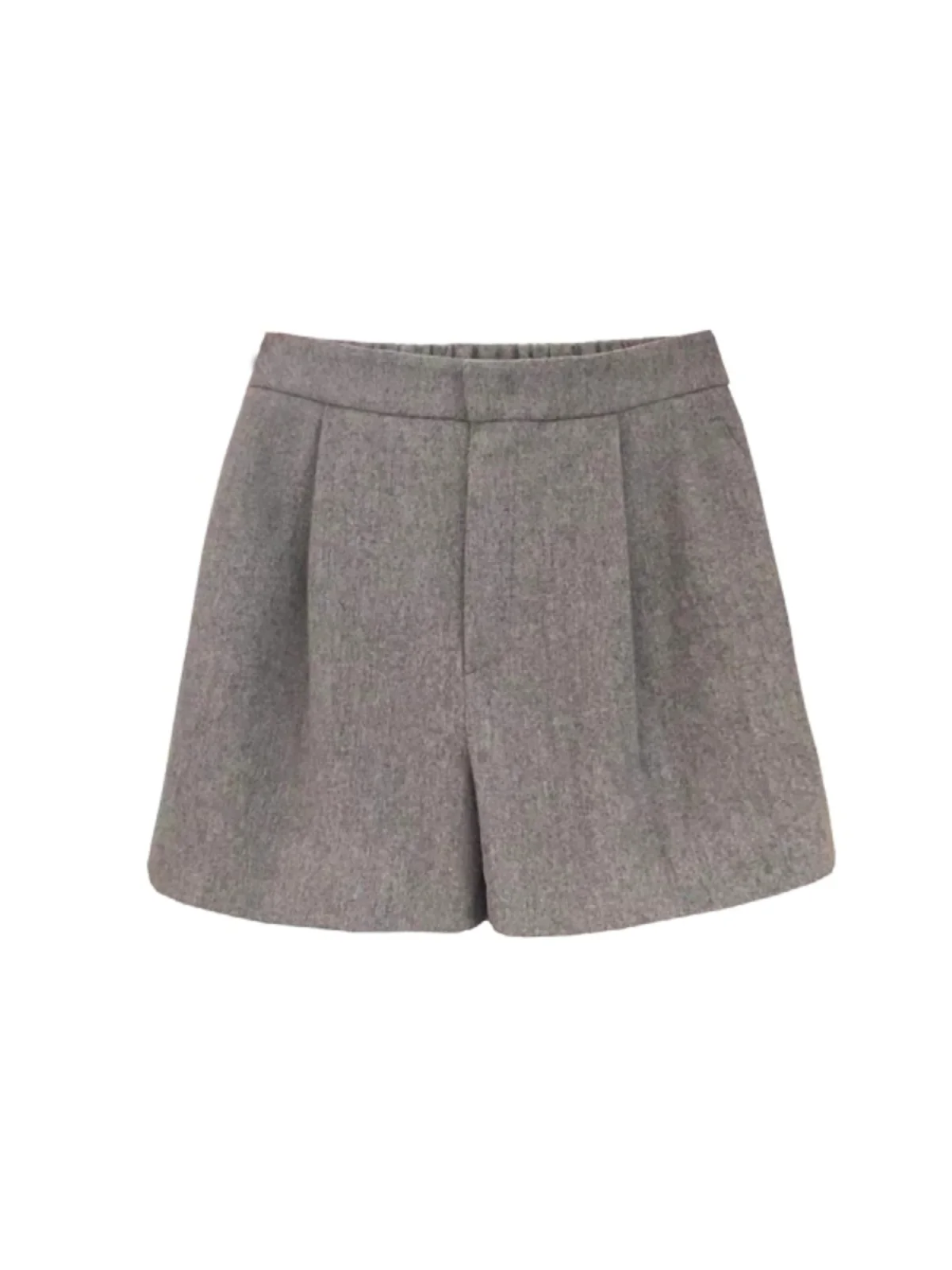 Серые шерстяные брюки трапециевидной формы больших размеров расклешенные с