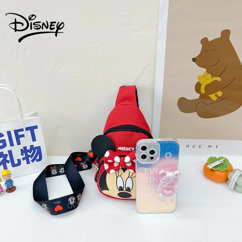 Disney's New Children's Casual Chest Bag Cute Fashion Trend Waist Bag Boys and Girls Mickey and Minnie Cartoon Messenger Bag