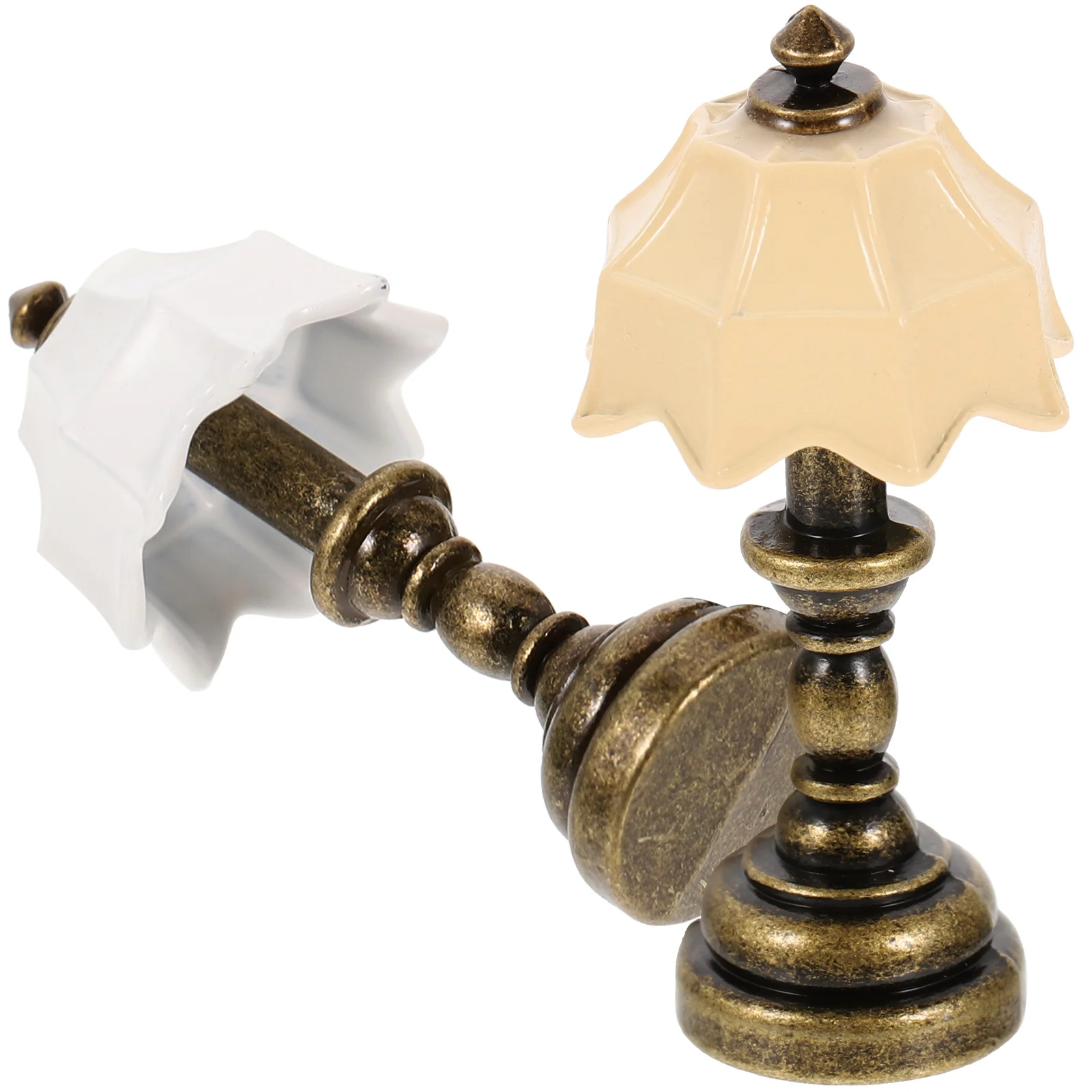 

2 Pcs House Model Kids Playset Toy Miniature Light Lamp Toys Iron Landscape Decoration Child Dinner Table