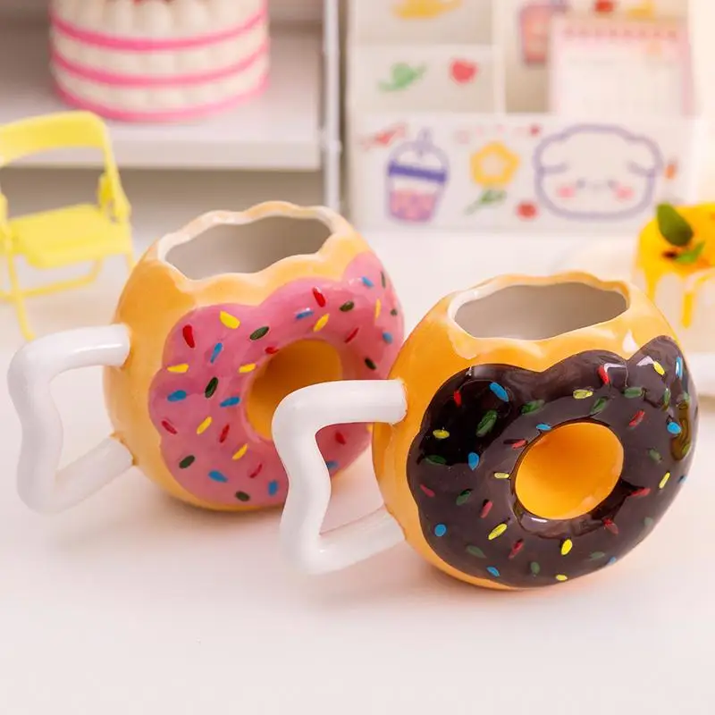 

1Pc Doughnut Ceramic Cup Net Red Design; Small Puzzles; Water Cup Girl; High Beauty Mug; Strange mugs coffee cups ceramic mug