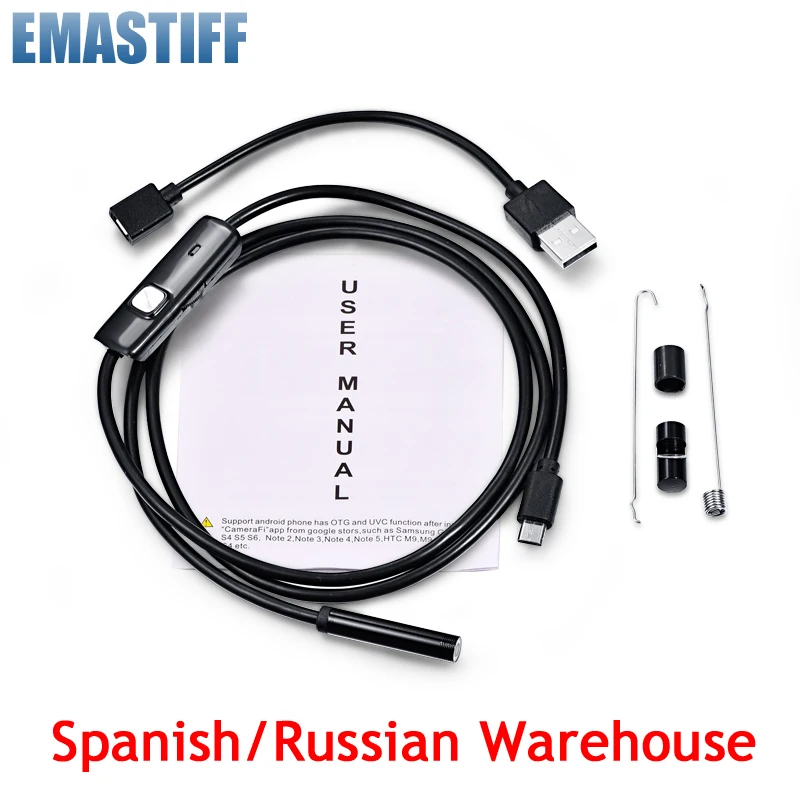 

Russian warehouse 7mm Endoscope Camera Flexible IP67 Waterproof Micro USB Inspection Borescope Camera for Android PC Notebook