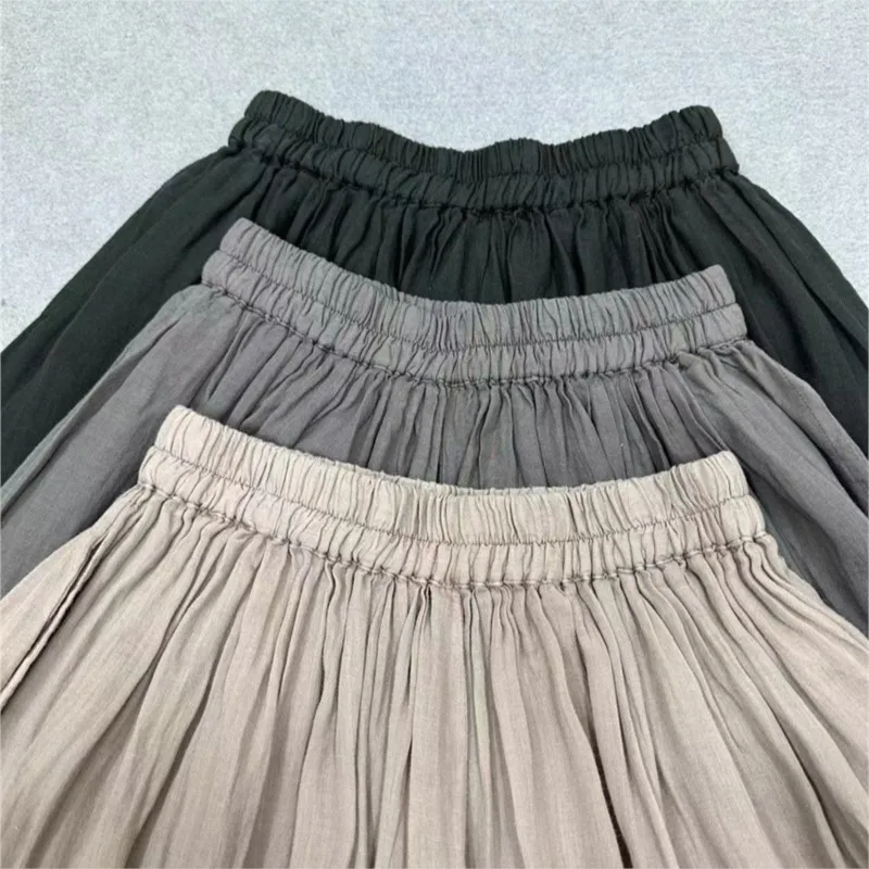 Johnature японские повседневные универсальные простые двухслойные широкие брюки Ramie