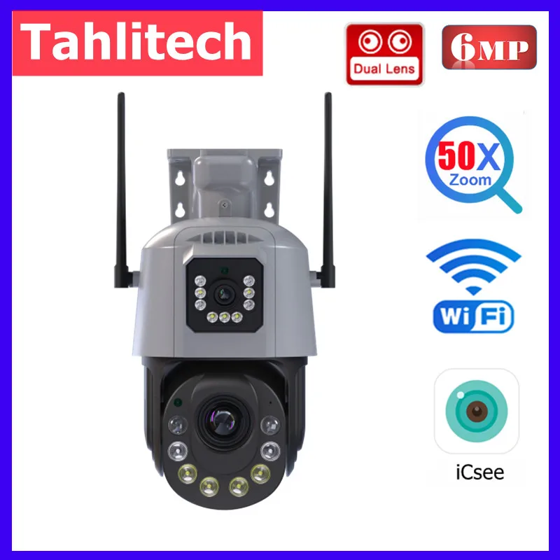 

6MP WiFi IP PTZ Camera Wireless Dual Lens Dual Screen 50X Zoom Auto Tracking cctv wireless Security Camera IP Camera Wifi Cam