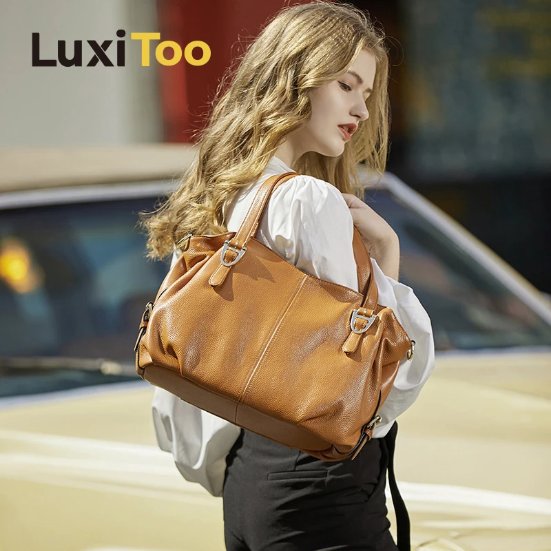 Genuine Leather Handbag Women Tote Casual Hand Bags Fashion Shoulder Bags Large Capacity Messenger Bag High Quality Cowhide