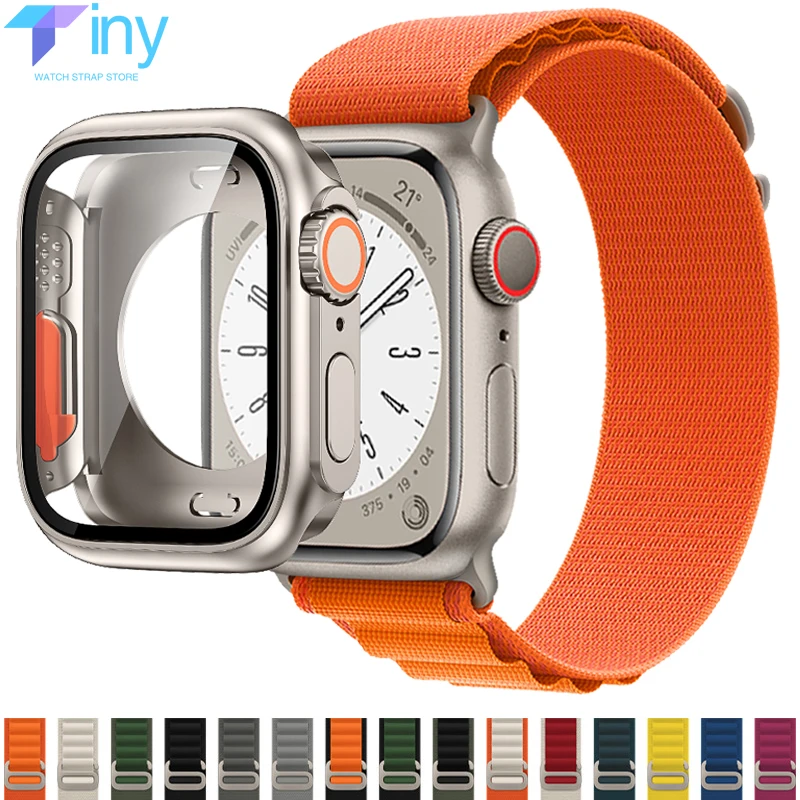 

Upgrade To Ultra Case+Strap for Apple Watch 44mm 45mm Alpine Band Glass Cover Appearance Change To IWatch 8 7 6 5 4 Protector