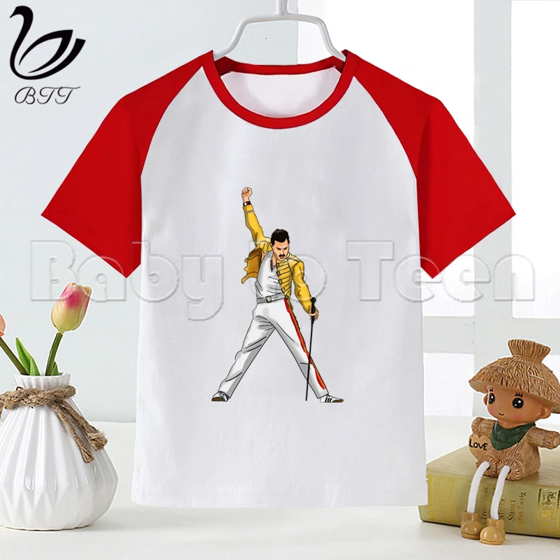 FREDDIE MERCURY The Queen Band T Shirt Cartoon Print T-Shirt Designer Children Kids T Shirts Short Sleeved Child Clothes