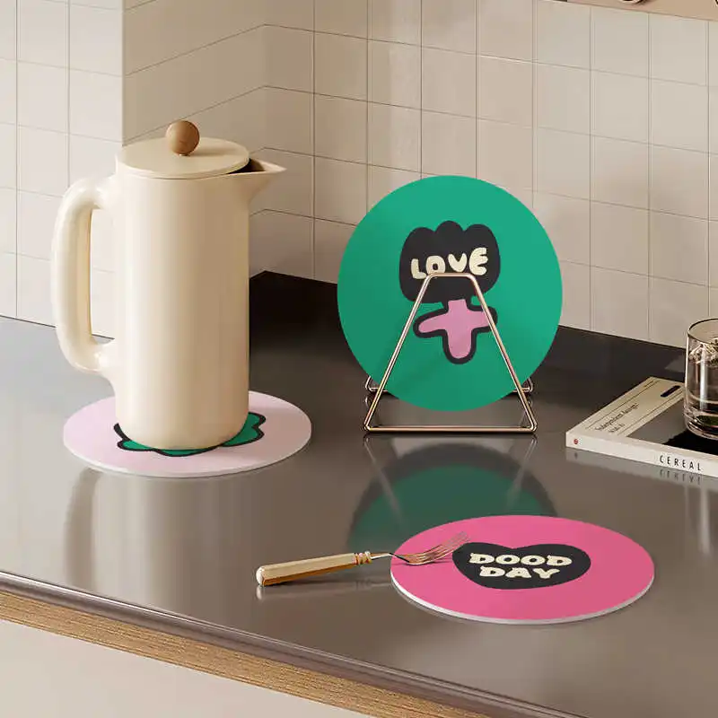 Кожаные подставки милые круглые впитывающие коврики теплоизоляция и