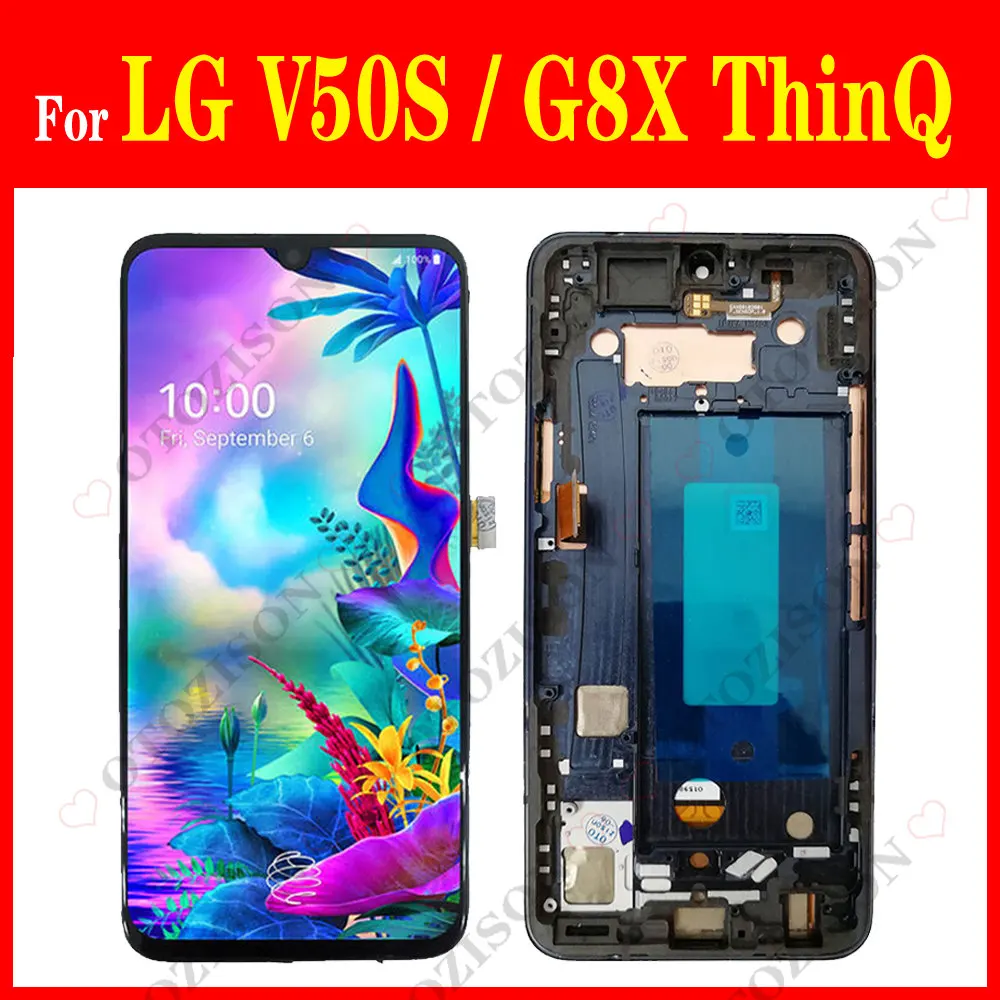 ЖК-дисплей V50S ThinQ с рамкой для LG G8X, ЖК-дисплей LM-V510N V510 LMG850EMW, экран дисплея, сенсорный датчик, дигитайзер в сборе, замена 6,4