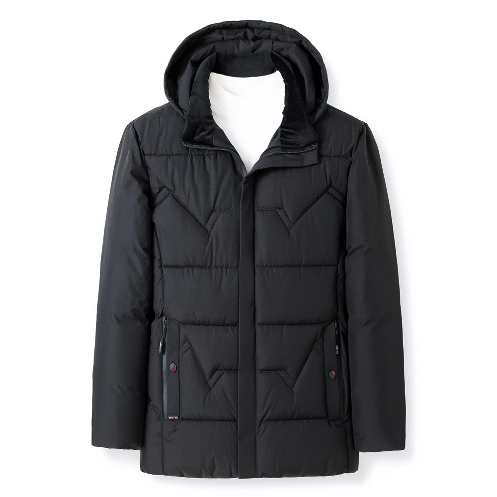 COODRONY Brand Hooded Stand Collar Parka Men Clothing Winter Thick Warm Jacket Solid Color Coats Business Casual Overcoats Z8151