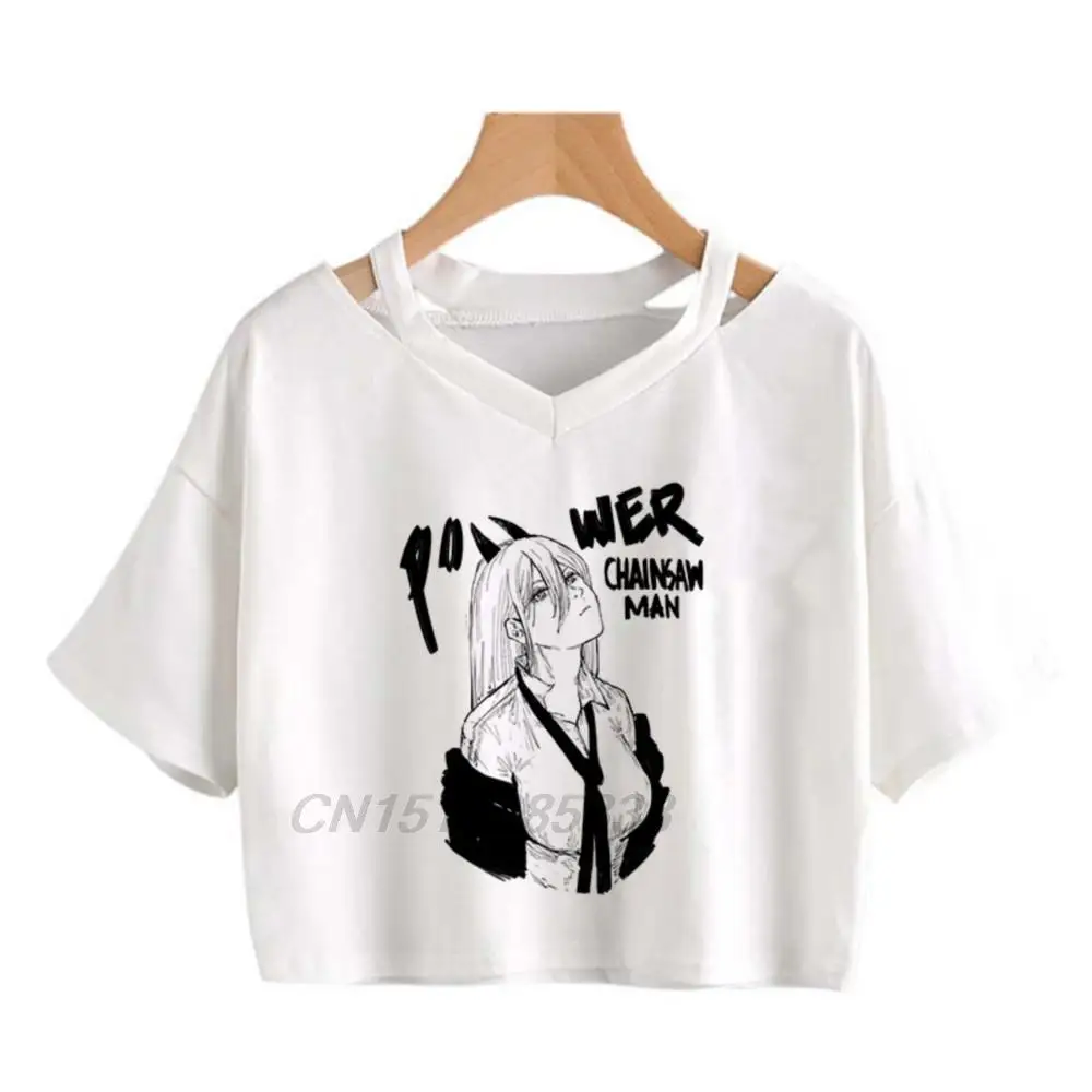 

Anime Chainsaw Man Women T-shirts Demon Slayer Vintage Cotton Crop Tops Wednesday Not Today Female Retro Printed Tees Clothing
