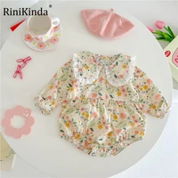 2022 autumn infant baby girls romper cotton full sleeve floral peter pan collar jumpsuit toddler baby girl clothes
