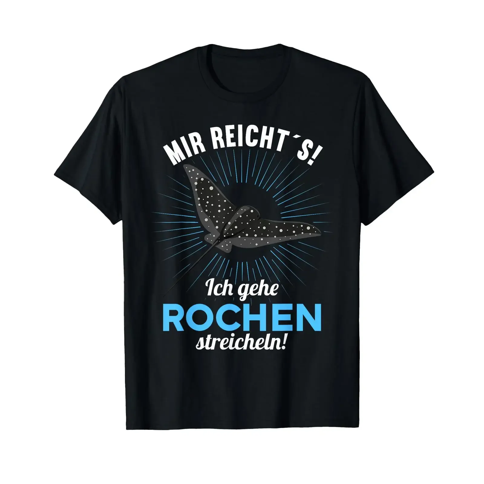 Фото Футболка Mir reichts ich gehe Rochen Stroke, черная, винтажная, с эффектом потертости, унисекс, дизайнерская одежда, дышащая, мягкая, уличная мода №1