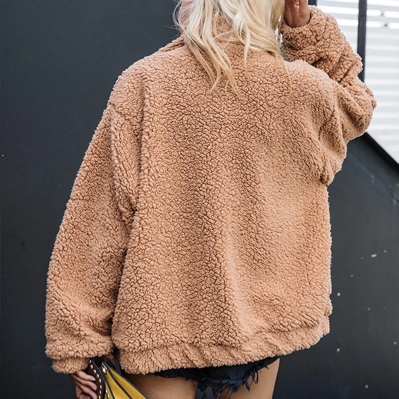 Модная Осенняя Женская пушистая куртка FMFSSOM с медведем воротником-стойкой