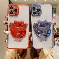 3d good lucky cat phone case for iphone 13 for apple 12 xr xs max 7 8 plus shockproof 11xs max anti fall protective cover