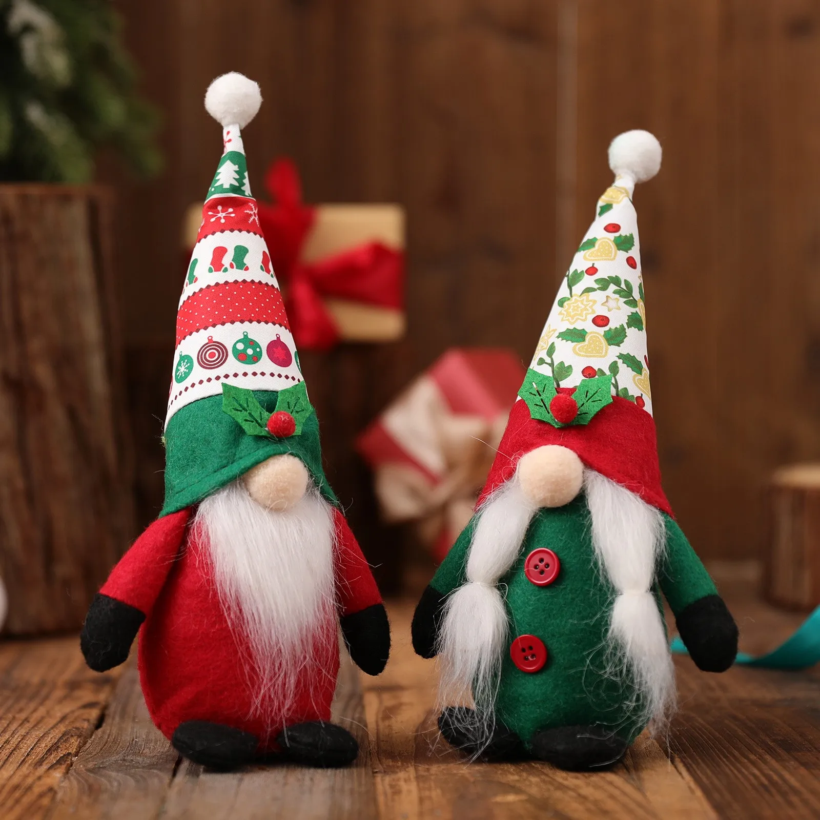 Новая Рождественская Кукла Rudolf с зелеными листьями