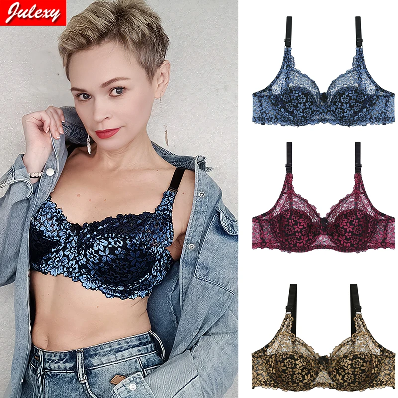 

Julexy ultra thin lace plus size bras for women New 2022 Sexy Lace Hollow out underwear BCD female lingerie