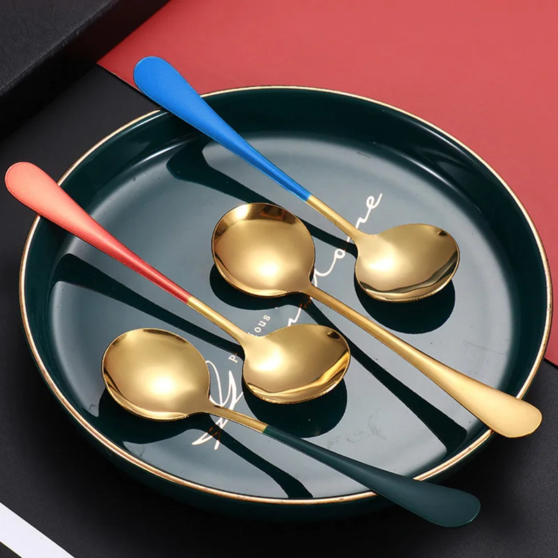 Столовая ложка из нержавеющей стали "Retro Stirring Scoop" для кофе, чая и десертов, на ужин, мороженого, арбуза, кухонной посуды, барных инструментов.