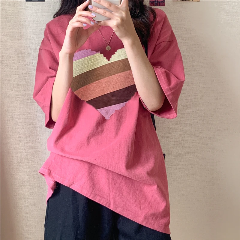 

Summer Cotton T-shirt harajuku graphic printing short sleeve T Shirt Women korean oversized kawaii Clothing white pink y2k Tops