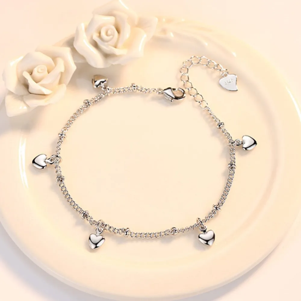 

Женский серебряный браслет в форме сердца, 17 см + 4 см