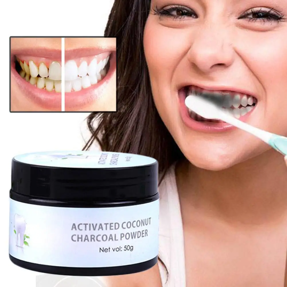 

Activated Coconut Teeth Whitening Powder 50g Natural Coconut Charcoal Teeth Whitening Powder Effective Remover Stains