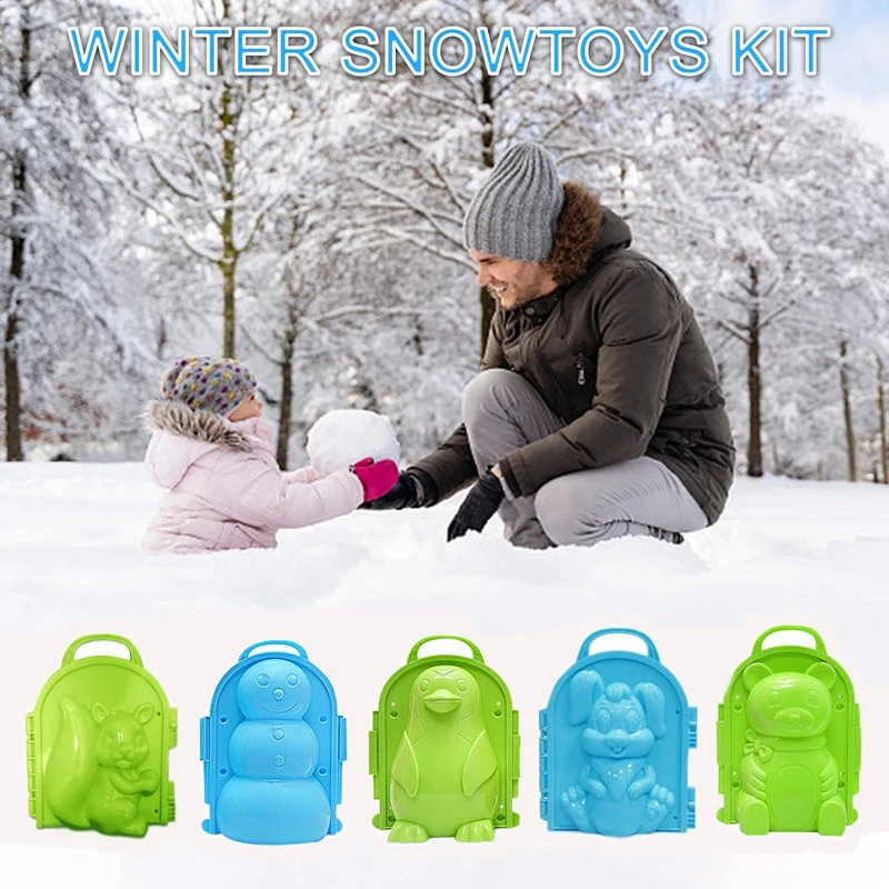 Cute Animals Shaped Snowball Maker Clip Outdoor Snow Ball Mold Toys Plastic Funny Cats Bear Penguin Snowball Fight Sports Toy
