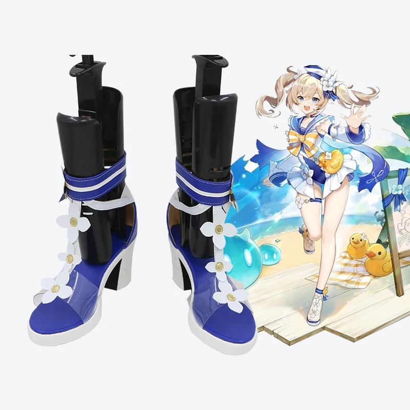 

Game Anime Genshin Impact Summer Shoes Synthetic Leather Barbara Cosplay Sandals Size Leather Role-Play Shoes Cosplay Prop