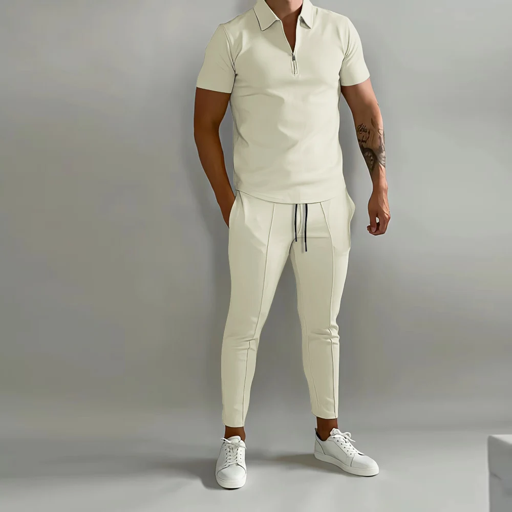 Casual Well Fitting Sets 2023 Men Short Sleeved T-shirs Trousers Suits Fashion Male Straight Solid Sports Two-piece Sets S-3XL