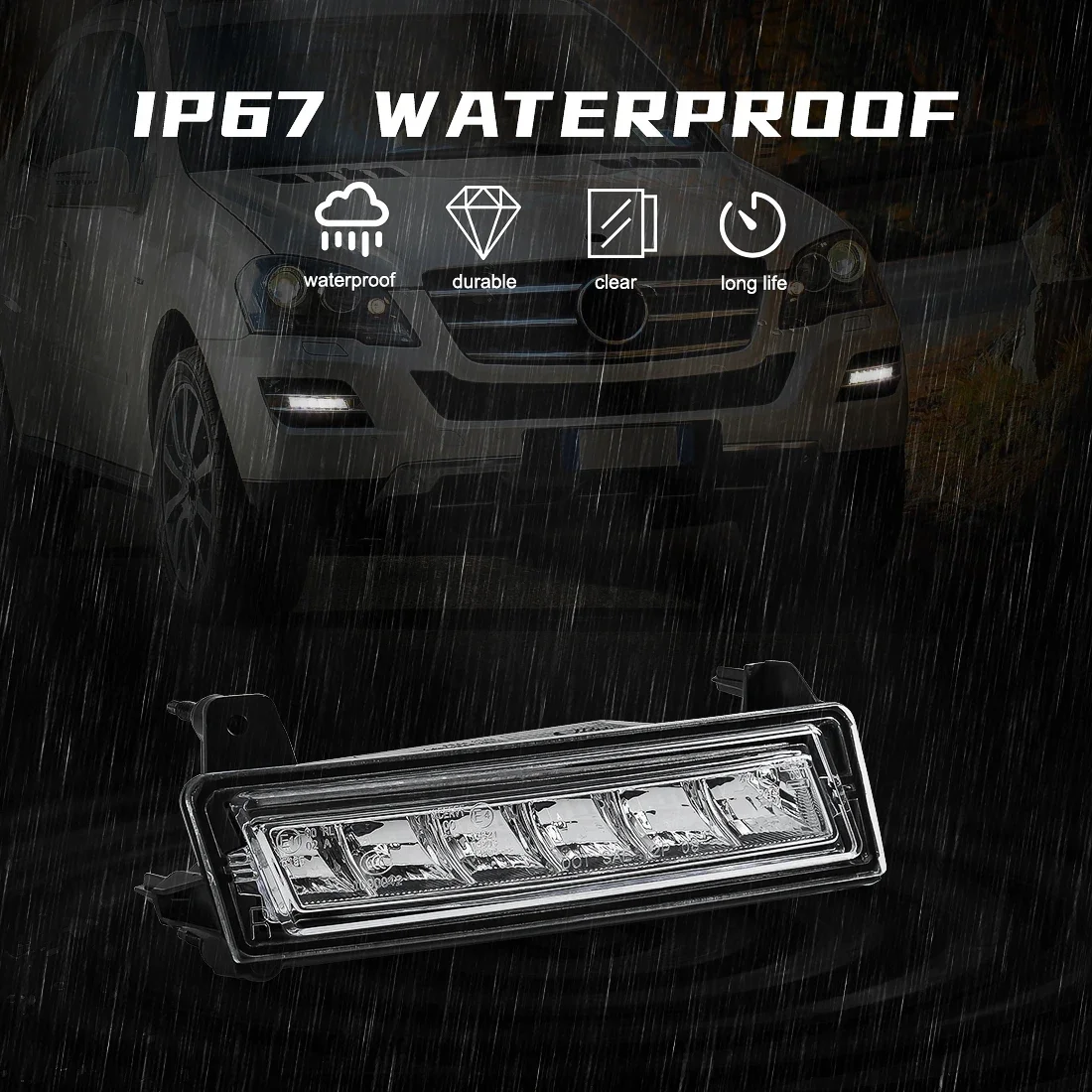 Фото Светодиодные ДХО для Mercedes-Benz W164 X164 X204 ML350 ML450 GL450 GLK350 2009-2013, противотуманные фары, передний бампер, фары головного света 1649060251 1649060151 №5
