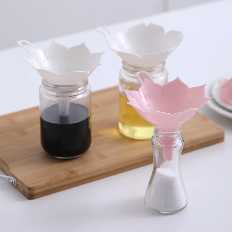 

Kitchen Cherry Blossom Style Funnels Home Olive Oil Condiments Liquid Powder Dispenser Kitchen Accessories