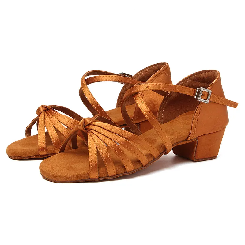 SWDZM Women Latin Dance Shoes Children Ballroom Girl Dance Shoes Kids low heel Salsa/Jazz dancing Shoes for girls indoor Sandals