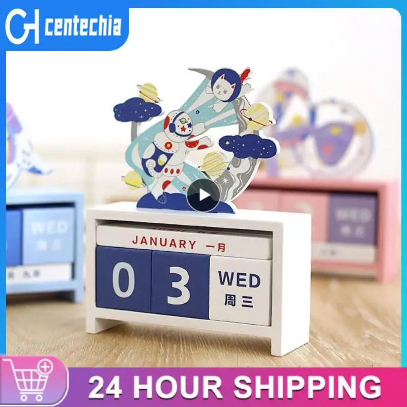 

New Year 2022 Cartoon Cute Whale And Deer Perpetual Calendar Wooden Calendar Desk Calendar Home Office Decoration Accessories