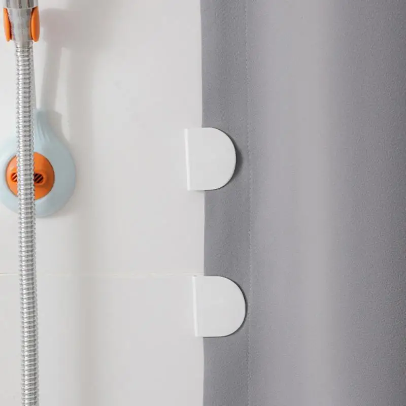 

1/4pcs Shower Curtain Clips Shower Windproof Splash Guard Non-Perforated Self Adhesive Curtain Clips Home Bathroom Accessories